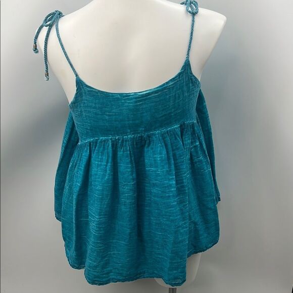Roper Teal Cotton Shoulder Tie Camisole - Picture 5 of 5